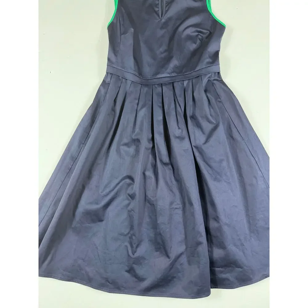 Boden Maddie Navy Blue Green Trim Sleeveless Fit & Flare Dress Size 2